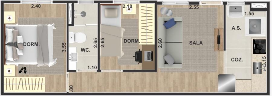 Apartamento, 2 quartos, 39 m² - Foto 14