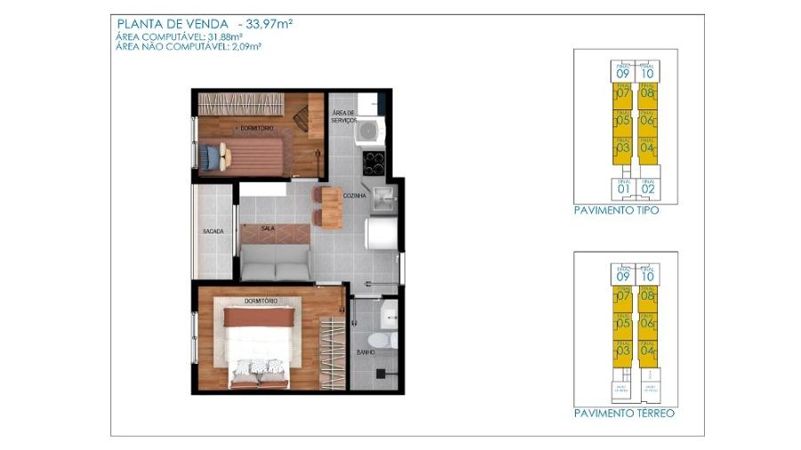 Apartamento, 2 quartos, 35 m² - Foto 10