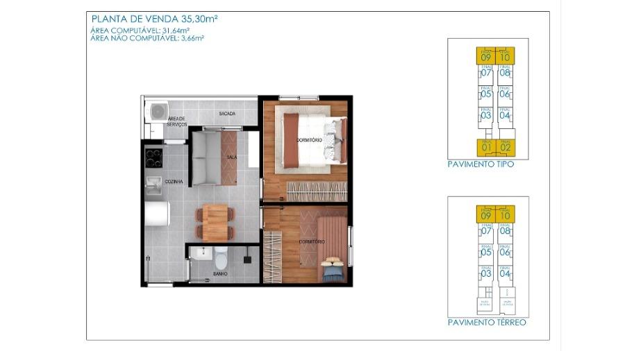 Apartamento, 2 quartos, 35 m² - Foto 7