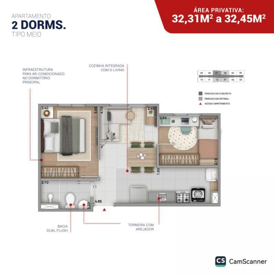 Apartamento, 2 quartos, 34 m² - Foto 3