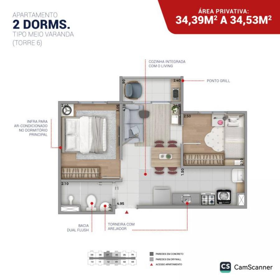 Apartamento, 2 quartos, 34 m² - Foto 10